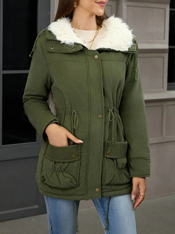 Parka damska | Zimowa z podszyciem fleece i kieszeniami