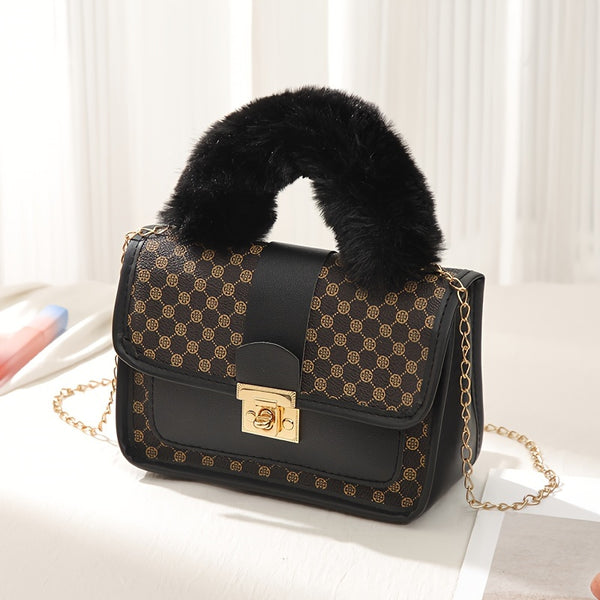 Torebka damska crossbody | Modna torba z geometrycznym wzorem i łańcuszkiem