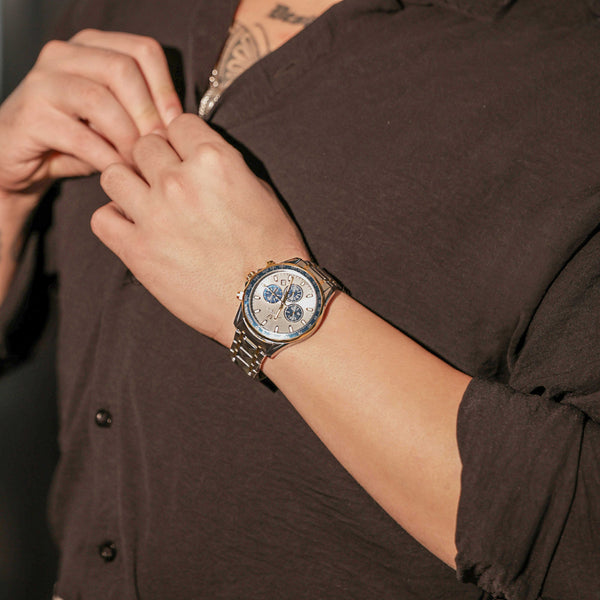 Zegarek męski premium | Elegancki zegarek z chronografem i stalową bransoletą