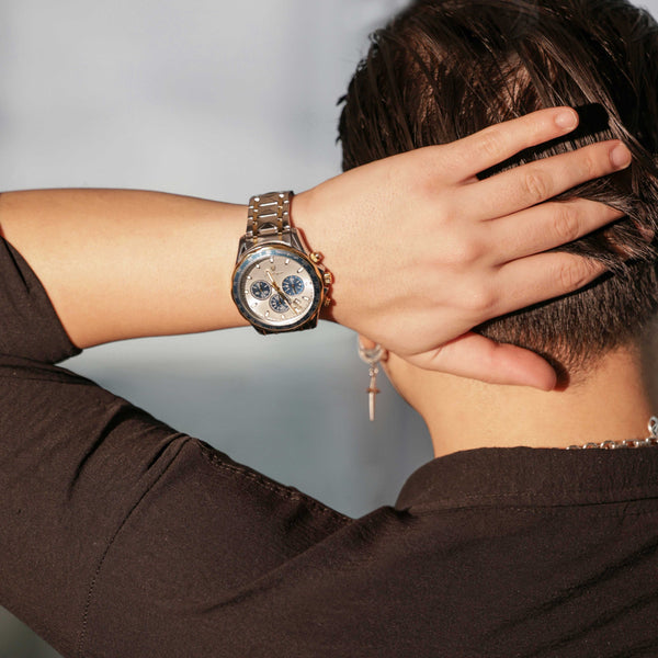 Zegarek męski premium | Elegancki zegarek z chronografem i stalową bransoletą