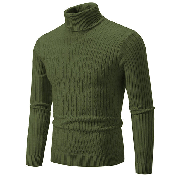 Męski sweter typu golf w warkocze