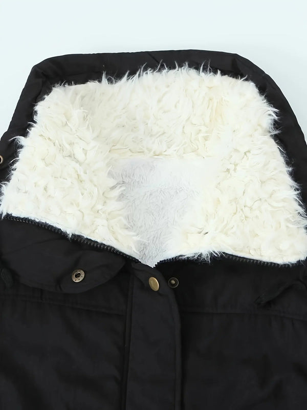 Parka damska | Zimowa z podszyciem fleece i kieszeniami