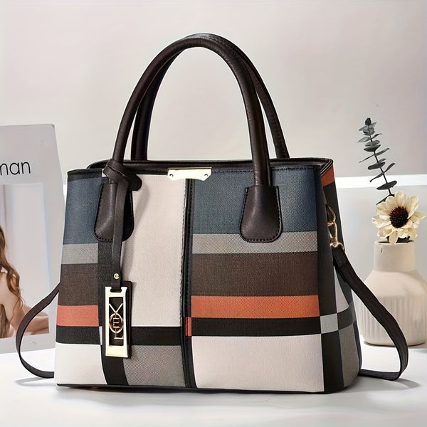 Torebka damska w kratę | Elegancka torba na ramię o dużej pojemności