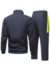 Męski dres treningowy | Czarny komplet sportowy z neonowym zamkiem i spodniami