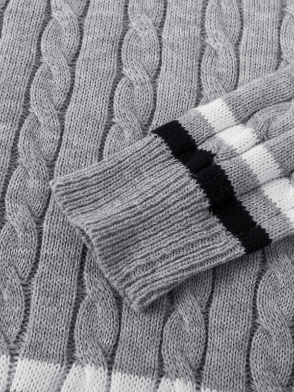 Męski sweter w sploty | Biały sweter z dekoltem w serek
