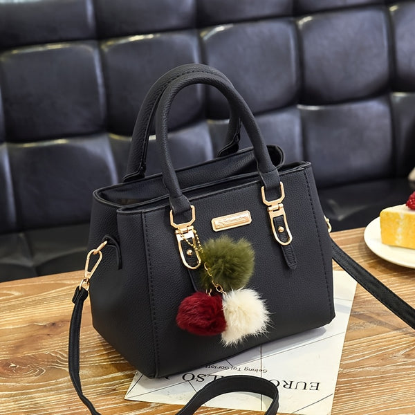 Torebka damska crossbody | Stylowa torba o fakturze lychee z brelokiem