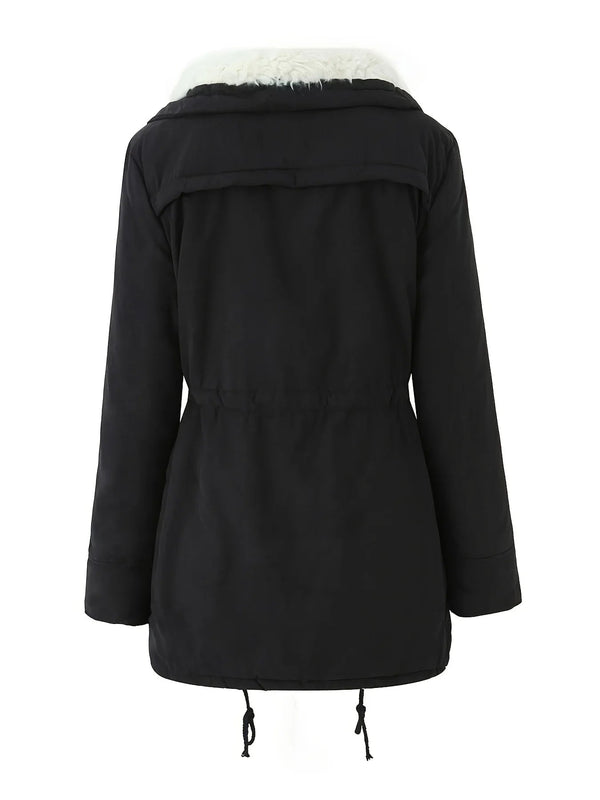 Parka damska | Zimowa z podszyciem fleece i kieszeniami