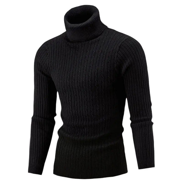 Męski sweter typu golf w warkocze