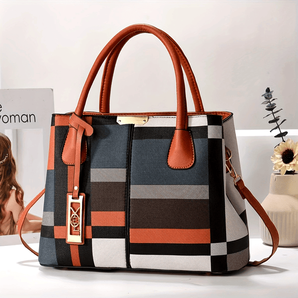Torebka damska w kratę | Elegancka torba na ramię o dużej pojemności