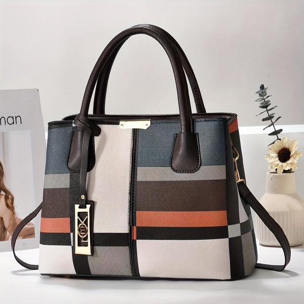 Torebka damska w kratę | Elegancka torba na ramię o dużej pojemności