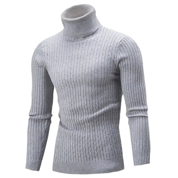 Męski sweter typu golf w warkocze