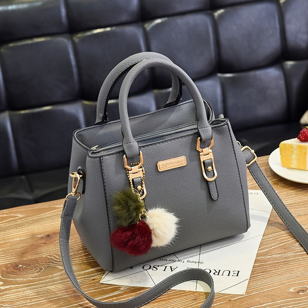 Torebka damska crossbody | Stylowa torba o fakturze lychee z brelokiem