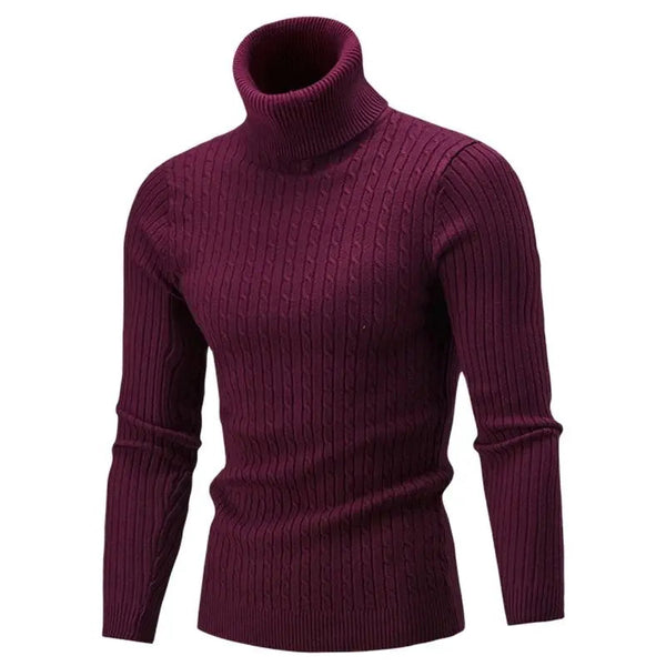 Męski sweter typu golf w warkocze