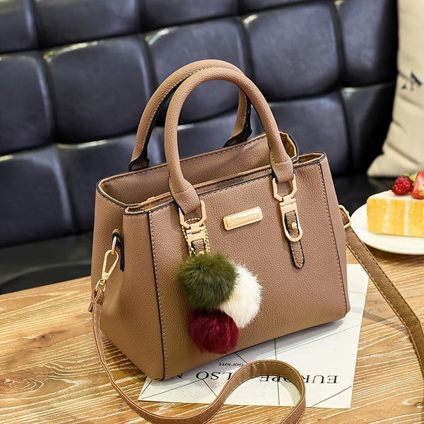 Torebka damska crossbody | Stylowa torba o fakturze lychee z brelokiem