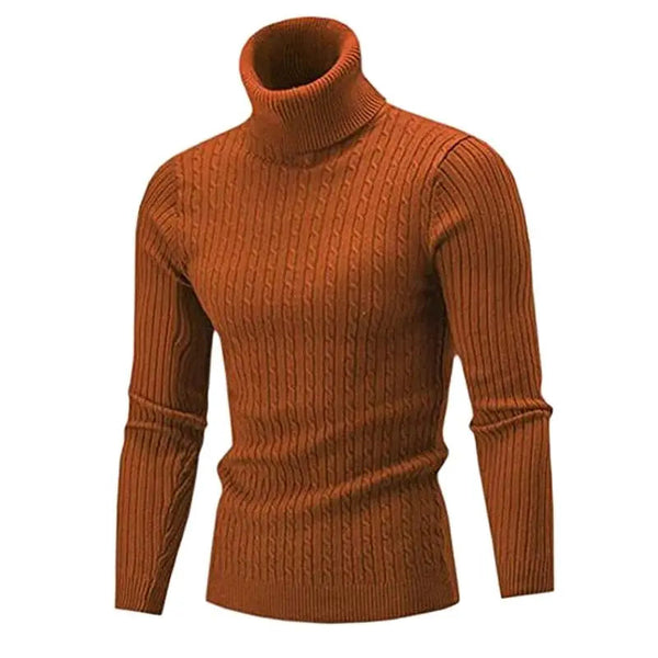 Męski sweter typu golf w warkocze