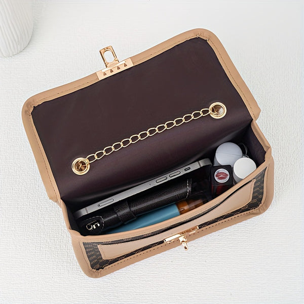 Torebka damska crossbody | Modna torba z geometrycznym wzorem i łańcuszkiem
