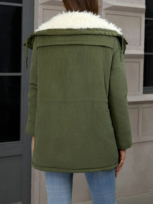 Parka damska | Zimowa z podszyciem fleece i kieszeniami