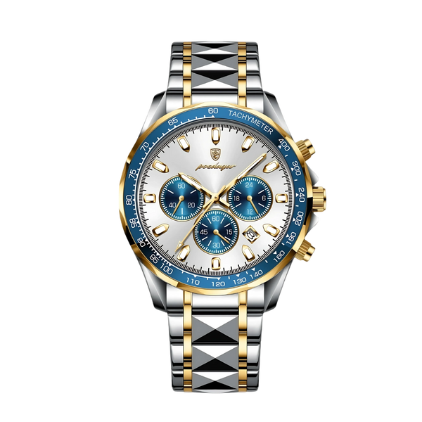 Zegarek męski premium | Elegancki zegarek z chronografem i stalową bransoletą