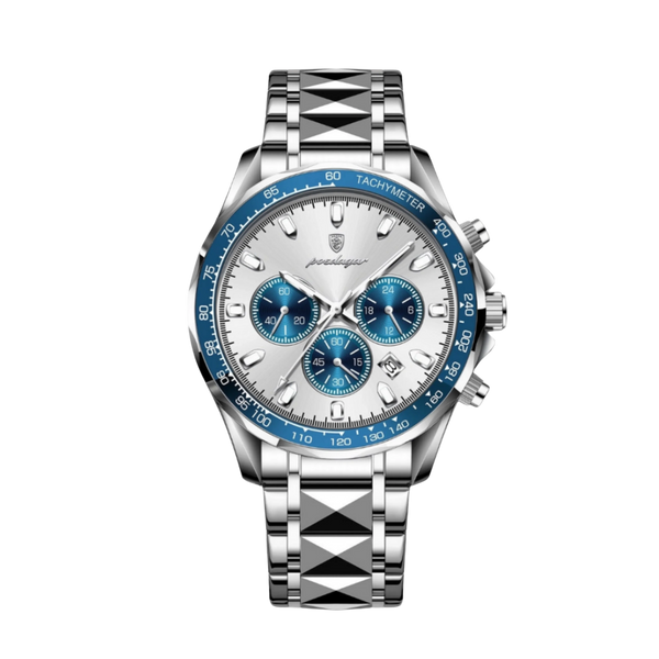 Zegarek męski premium | Elegancki zegarek z chronografem i stalową bransoletą