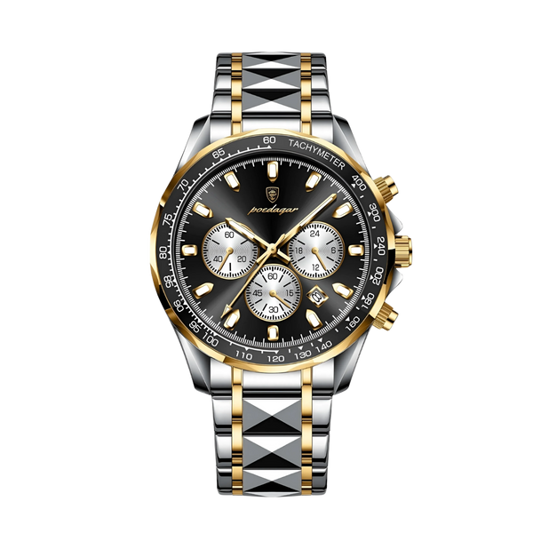 Zegarek męski premium | Elegancki zegarek z chronografem i stalową bransoletą