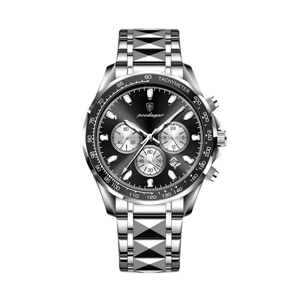 Zegarek męski premium | Elegancki zegarek z chronografem i stalową bransoletą