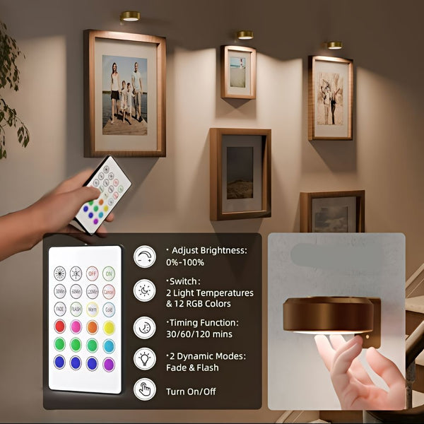 ArtLume | Bezprzewodowe reflektory LED do oświetlenia obrazów, ładowalne | 2+1 gratis