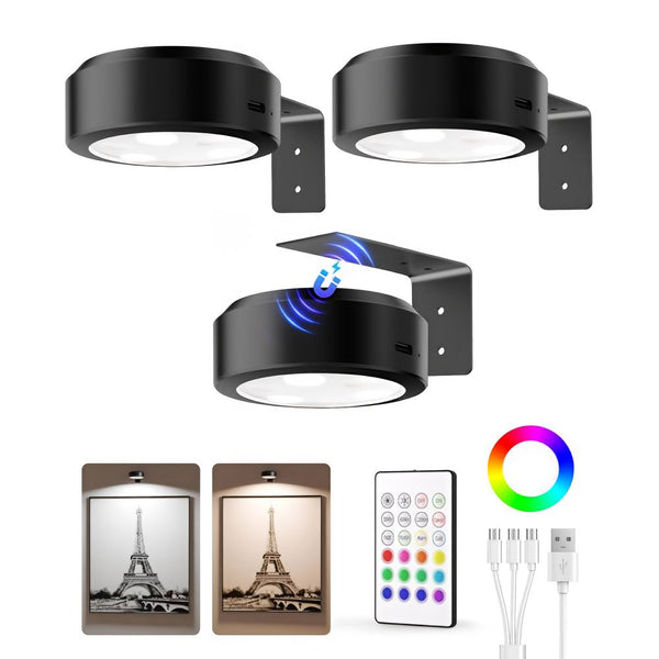 ArtLume | Bezprzewodowe reflektory LED do oświetlenia obrazów, ładowalne | 2+1 gratis