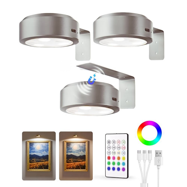 ArtLume | Bezprzewodowe reflektory LED do oświetlenia obrazów, ładowalne | 2+1 gratis