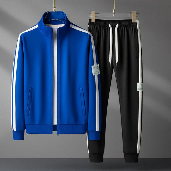 Męski dres treningowy | Sportowy dres z zamkiem i wzorem w paski