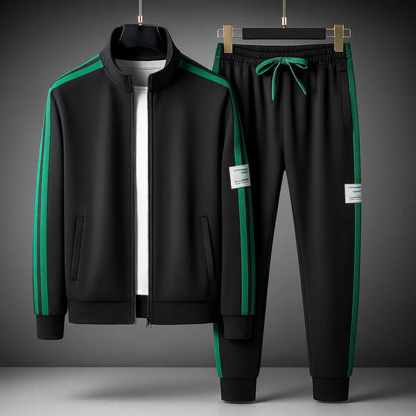 Męski dres treningowy | Sportowy dres z zamkiem i wzorem w paski
