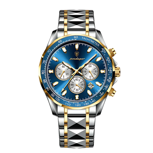 Zegarek męski premium | Elegancki zegarek z chronografem i stalową bransoletą