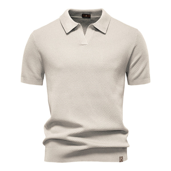 Elegance Polo | Poloshirt z otwartym kołnierzem i lekką strukturą