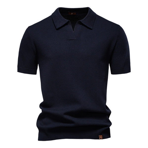 Elegance Polo | Poloshirt z otwartym kołnierzem i lekką strukturą