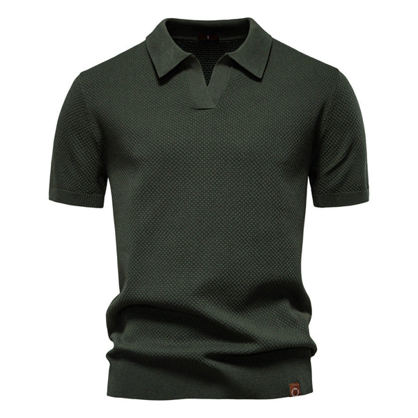 Elegance Polo | Poloshirt z otwartym kołnierzem i lekką strukturą