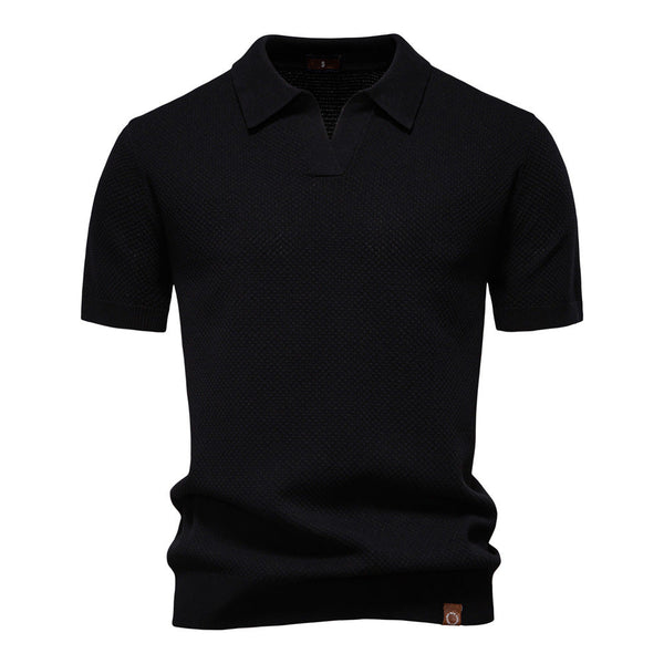 Elegance Polo | Poloshirt z otwartym kołnierzem i lekką strukturą