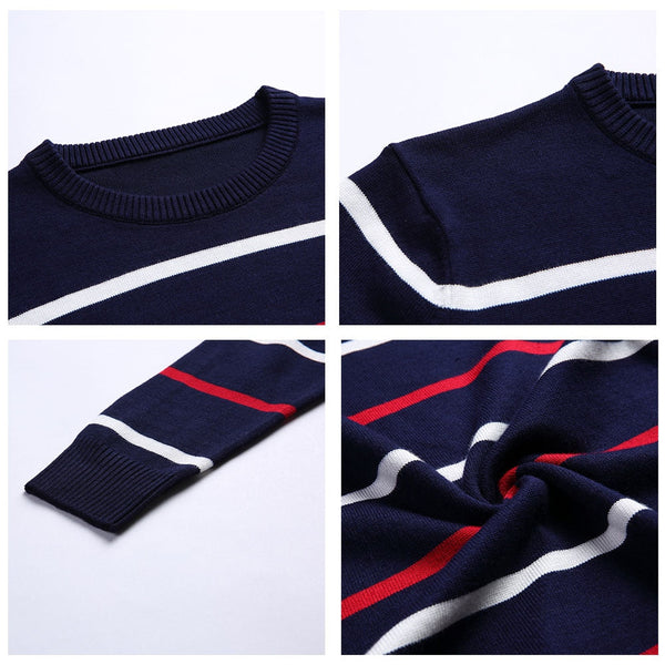 Sweter męski w paski | Casualowy sweter z okrągłym dekoltem