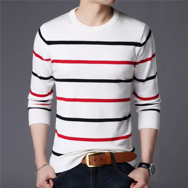 Sweter męski w paski | Casualowy sweter z okrągłym dekoltem