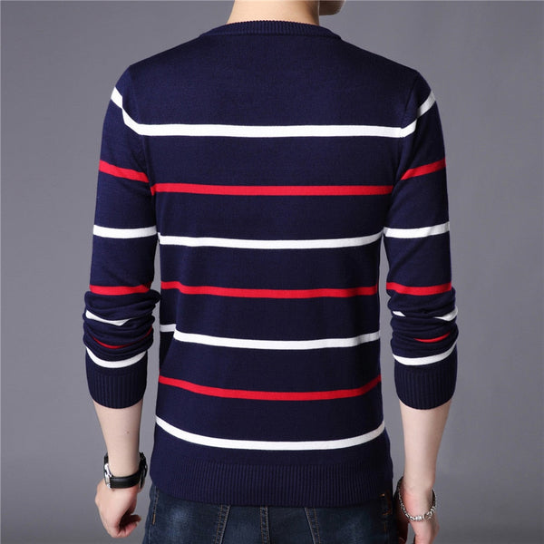 Sweter męski w paski | Casualowy sweter z okrągłym dekoltem