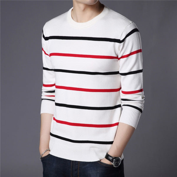 Sweter męski w paski | Casualowy sweter z okrągłym dekoltem