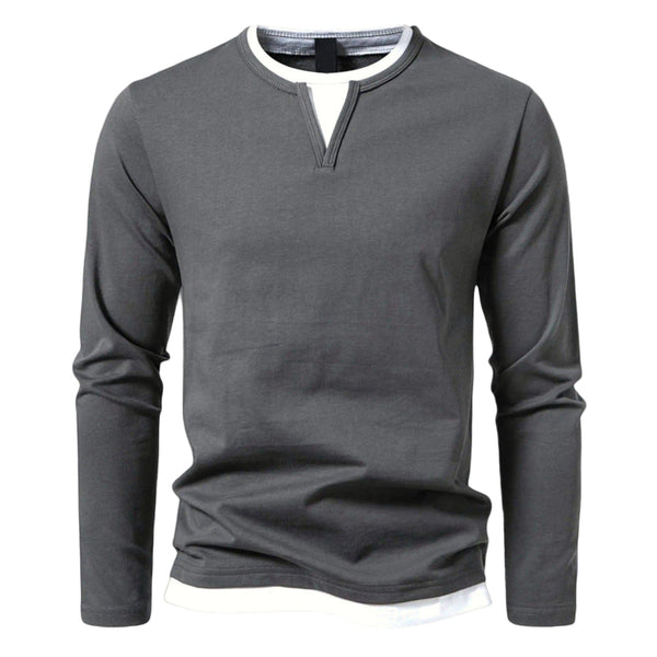 Henley | Męska koszula z długim rękawem z minimalistycznym kołnierzykiem Henley