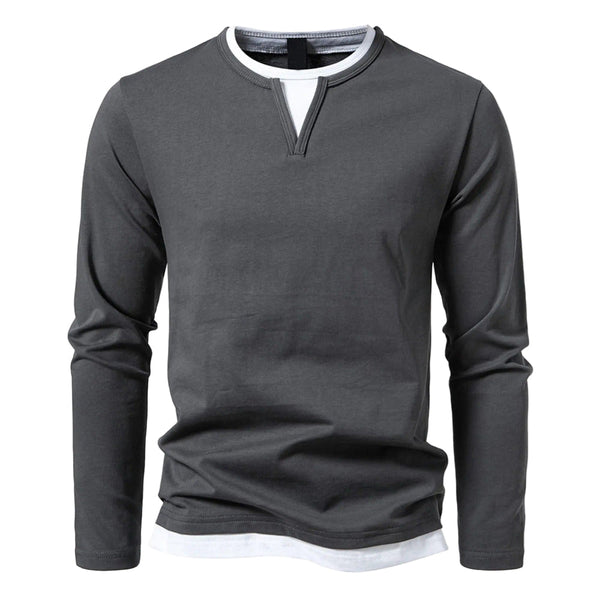 Henley | Męska koszula z długim rękawem z minimalistycznym kołnierzykiem Henley