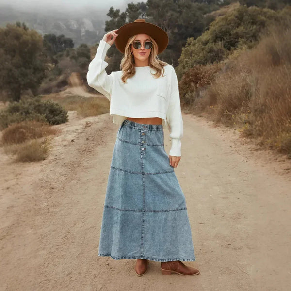 Lucia | Boho maxi dżinsowa spódnica