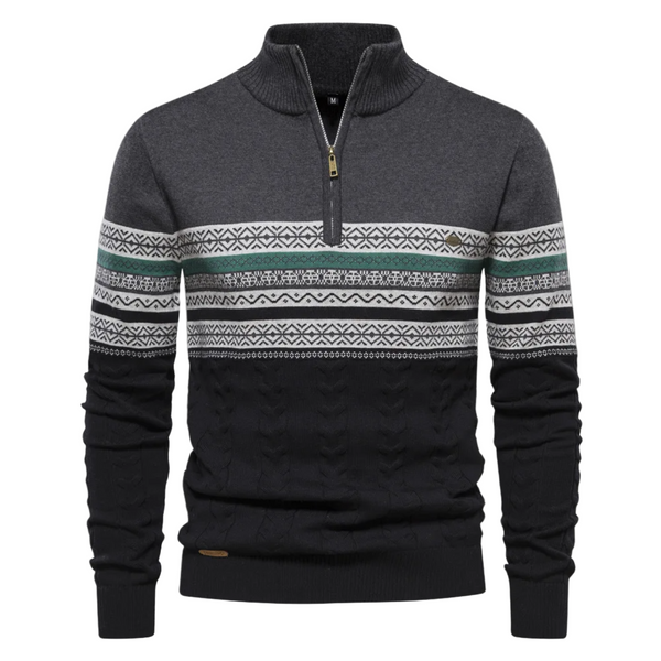 Sweter męski z zamkiem Nordic | Dzianinowy