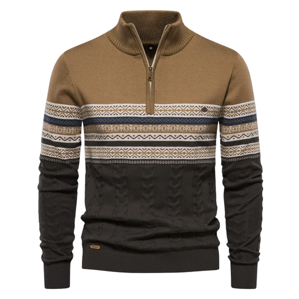 Sweter męski z zamkiem Nordic | Dzianinowy
