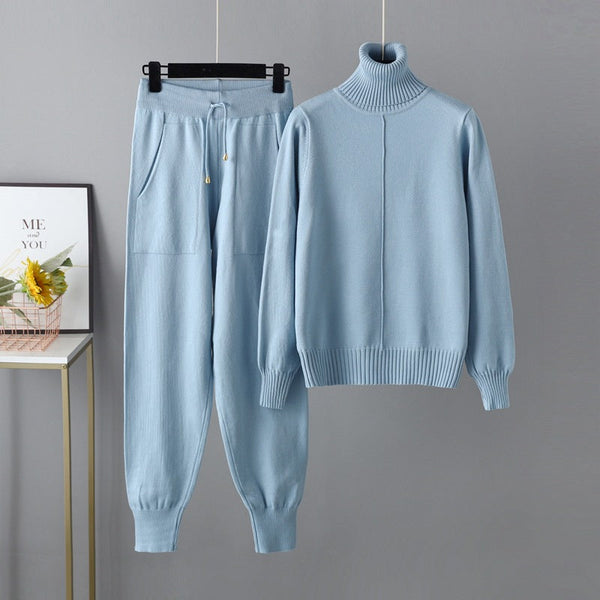 Komplet damski z golfem | Wygodny i stylowy zestaw loungewear na co dzień