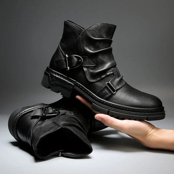 Skórzane męskie buty typu biker | Boots
