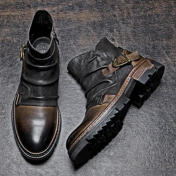Skórzane męskie buty typu biker | Boots
