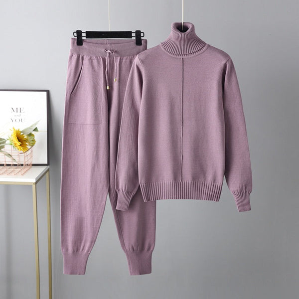 Komplet damski z golfem | Wygodny i stylowy zestaw loungewear na co dzień