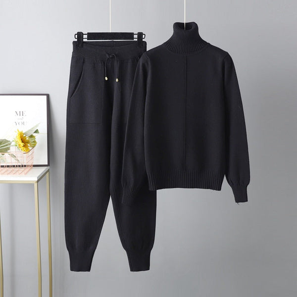 Komplet damski z golfem | Wygodny i stylowy zestaw loungewear na co dzień