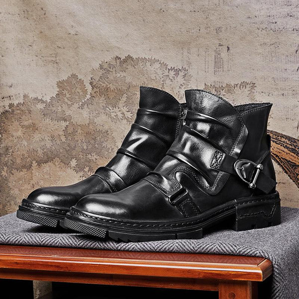 Skórzane męskie buty typu biker | Boots